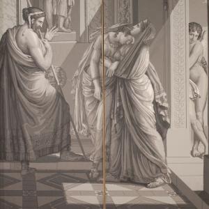 Gran pintura mitológica grisalla del siglo XIX, Amor y Psique