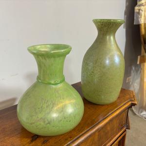 Pareja de jarrones Fratelli Toso de los años 60, vidrios de Murano con reflejos metálicos. Altura 29 – Altura 22