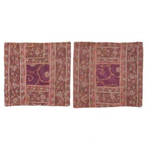 Coppia di ricami color malva - B/265/5-6 -