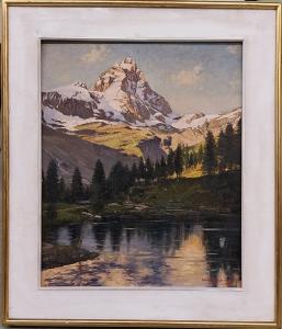 Cervino con lago azul