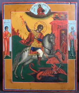 Icona Di San Giorgio Che Uccide Il Drago, Russia XIX Secolo