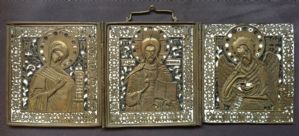 Icona trittico di Cristo, la Vergine e San Giovanni, Russia XIX 