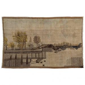 Raro tapete SAMARKANDA con paisaje - n.1270