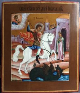 Icona di San Giorgio che uccide il drago, Russia XIX secolo