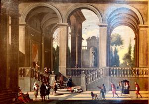 Arquitectura con escenas cortesanas de Viviano Codazzi y Domenico Gargiulo