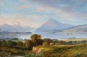 Pintor inglés (fechado en 1873) - Paisaje montañoso con lago.