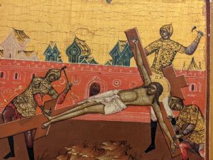 Escuela de Palej, siglo XVIII. Cristo colgado en la cruz.