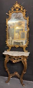 SPECC564 - Consolle con piano in marmo e specchiera, epoca '800, misure cm L 75 x H 216 x P 40