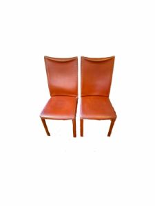 Sedie anni 70 in Pelle Bordeaux 