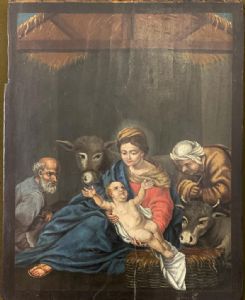 Natividad, escuela lombarda del siglo XVII. Óleo sobre tabla; 47x37 cm.