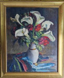 Vaso di fiori con Calla  pittore G.Payen Francia