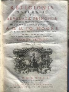 Joseph Hooke Religionis Naturalis 1763 Due Volumi Opera Completa