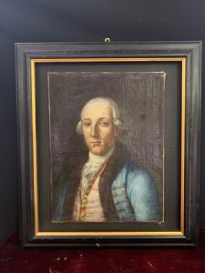 Retrato de caballero con abrigo de piel, óleo sobre lienzo, escuela veneciana del siglo XVIII