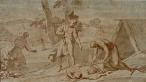 Dibujo representando una escena romana del siglo XVIII