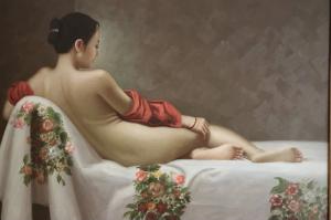 Dipinto nudo “Geisha” Giapponese” epoca 900’