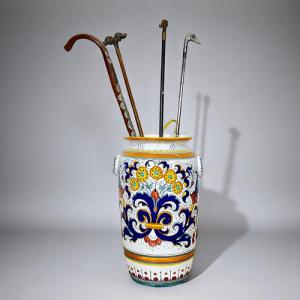 Vaso in ceramica Deruta porta ombrelli bastoni vintage Maiolica