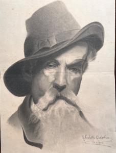 Dibujo representando rostro masculino con barba