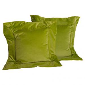 Par de cojines de terciopelo verde manzana - B/1972 -
    