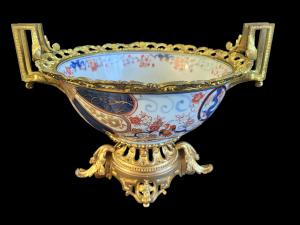 Tazón MONTADO EN BRONCE - IMARI - SIGLO XVIII