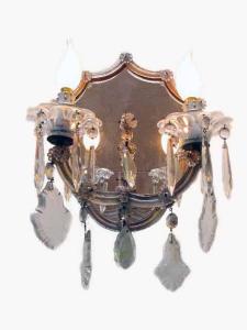 Par de apliques de cristal de Bohemia de 2 luces de 1950
