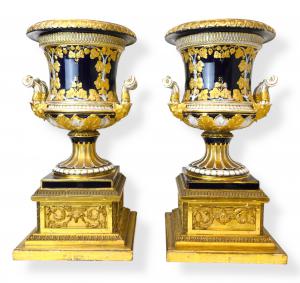 Meissen - Coppia di vasi in Porcellana Policroma - Germania 1830 