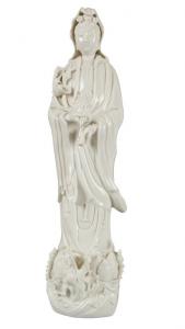 Estatua de Guan Yin de porcelana blanca china, China siglo XX