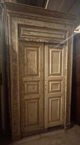 PTL697 - Puerta lacada blanca con marco, época del siglo XIX, luz cm L 100 x H 196