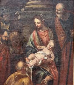 Madonna con Niño, San José y santos en adoración – Escuela veneciana, finales del siglo XVII