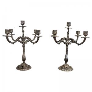 Candelabros de metal plateado. PRECIO NEGOCIABLE