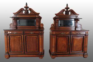 Coppia di stupende piattaie francesi del 1800 Luigi Filippo in legno di noce 