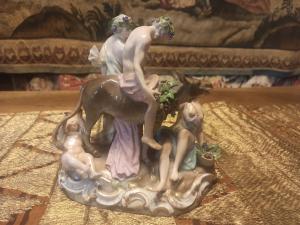 Gruppo Sileno Meissen epoca XIX secolo.