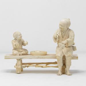 Siglo XIX, anciano con niño
    