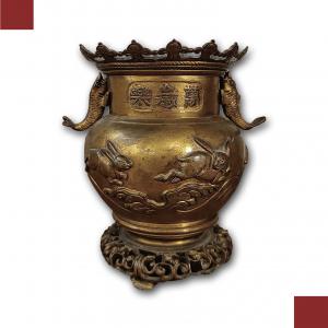 BRASERO DE BRONCE JAPONÉS DE LA PRIMERA MITAD DEL SIGLO XIX