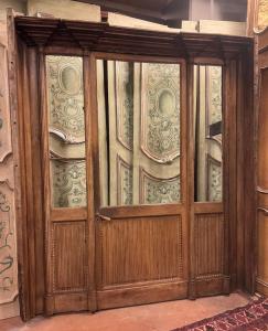 NEG060 - Puerta de tienda de nogal, luz 162 cm de ancho x 208 cm de alto