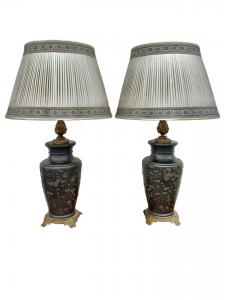 Coppia di Lampade Meiji Bronzo 