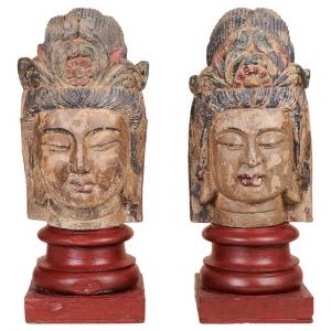 Coppia sculture in legno policromo - O/5544 - O/7728