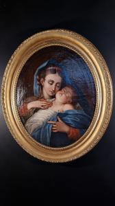 Splendido dipinto antico madonna con bambino seconda metà del '700 XVIII SEC ambito toscano