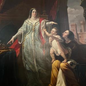 Pelagio Palagi ( 1775-1860). Incoronazione di Federico II di Svevia, con la madre Costanza D’Altavilla. La corona è ancora oggi conservata a Palermo. Misure h 270 cm x L 180 cm.