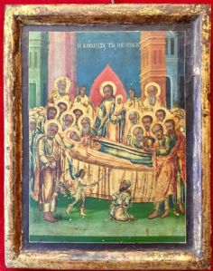 Icona Greca Della Dormizione Della Vergine XIX Secolo
