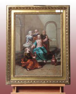 Óleo sobre lienzo que representa a Jesús entre las mujeres del siglo XIX francés