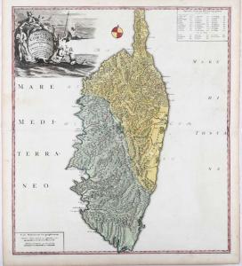 Carta geografica Corsica Nuremberg Eredi Homann 1735