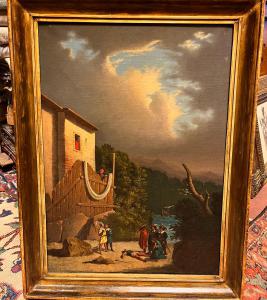 Dipinto del XIX secolo “il duello”. Olio su tela. Misure h 70 cm x l 52 cm. 