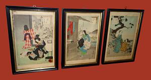 Tríptico de grabados japoneses