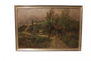 Óleo sobre lienzo holandés del siglo XIX que representa una escena campestre firmado por Marinus Harting 1815 - 1861