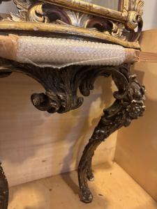 Coppia di consolle in legno intagliato 1 m per 48 × 90 di altezza