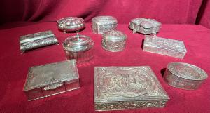 Colección de cajitas de plata