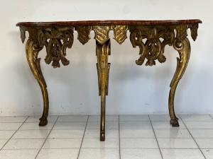 Consolle luigi XIV lombarda intagliata dorata XVII secolo