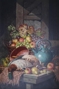 Charles Thomas Bale; Londres 1849 - Londres 1925; Naturaleza muerta con uvas y caza; óleo sobre lienzo