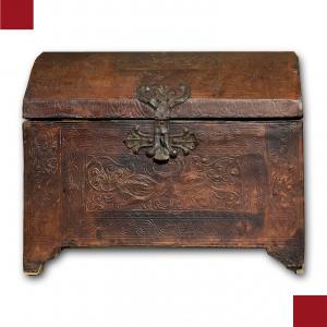 CASSINA PORTACANDELE IN PELLE XVII SECOLO