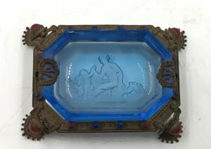 Salsiera in cristallo boemia con pietre e bronzo fine 800